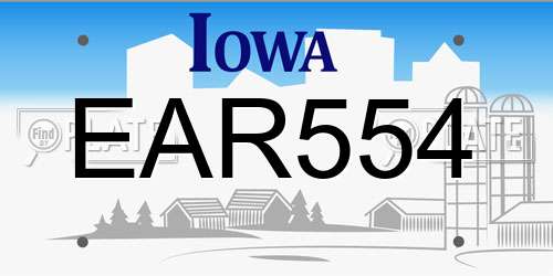 EAR554 Iowa License Plate