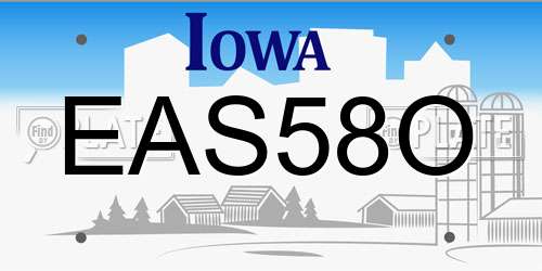 EAS58O Iowa License Plate