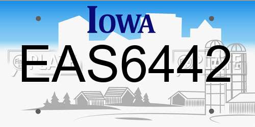EAS6442 Iowa License Plate