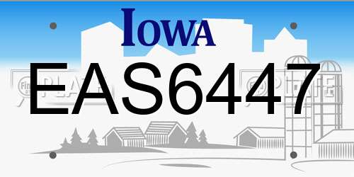 EAS6447 Iowa License Plate