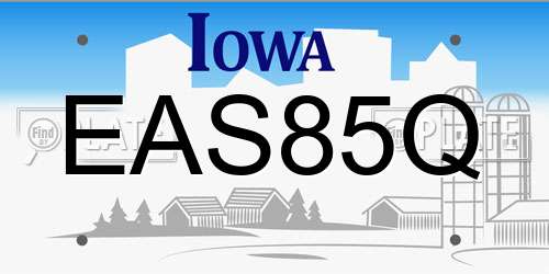EAS85Q Iowa License Plate