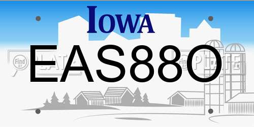 EAS88O Iowa License Plate