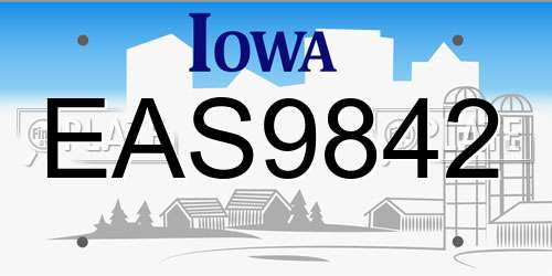 EAS9842 Iowa License Plate