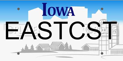 EASTCST Iowa License Plate