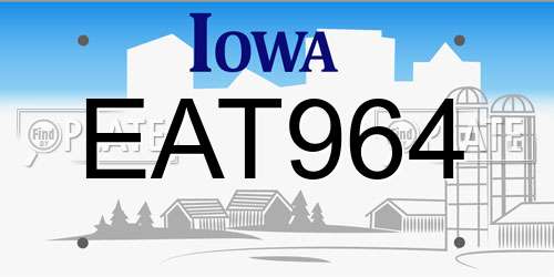 EAT964 Iowa License Plate