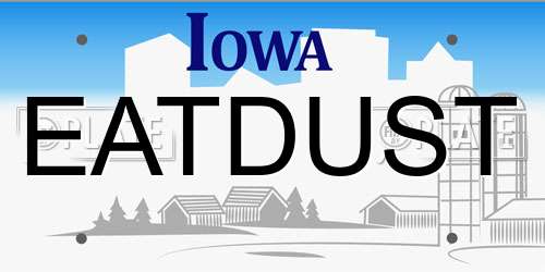 EATDUST Iowa License Plate