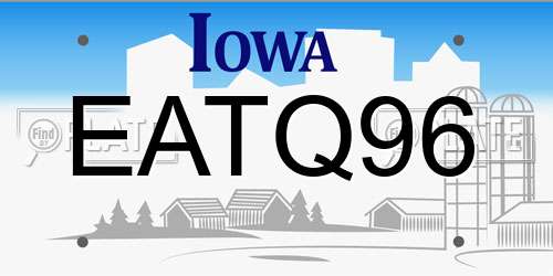 EATQ96 Iowa License Plate