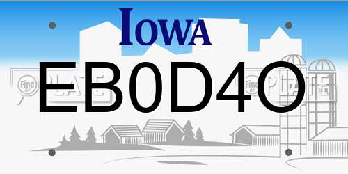 EB0D4O Iowa License Plate
