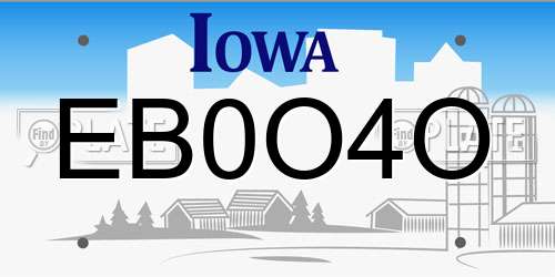 EB0O4O Iowa License Plate