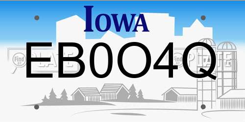 EB0O4Q Iowa License Plate