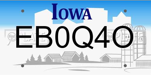 EB0Q4O Iowa License Plate