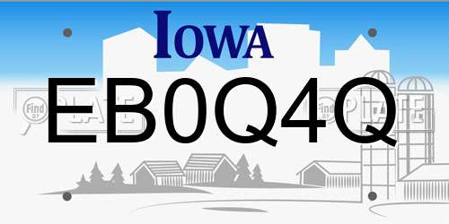 EB0Q4Q Iowa License Plate
