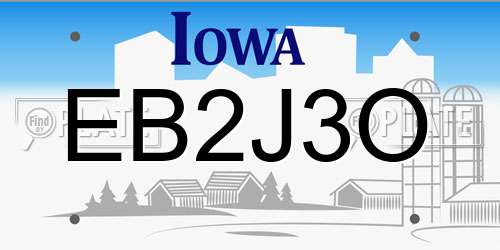 EB2J3O Iowa License Plate