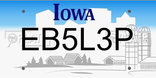 EB5L3P Iowa License Plate