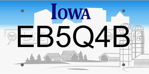 EB5Q4B Iowa License Plate