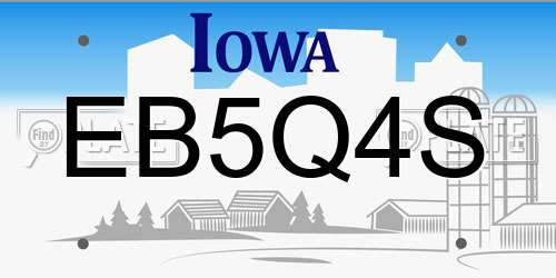 EB5Q4S Iowa License Plate