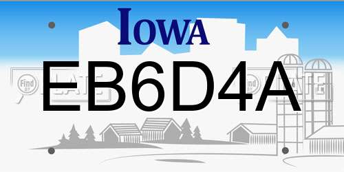 EB6D4A Iowa License Plate