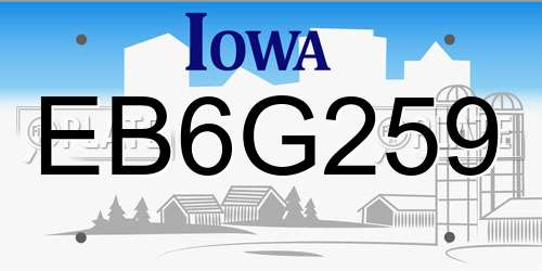 EB6G259 Iowa License Plate