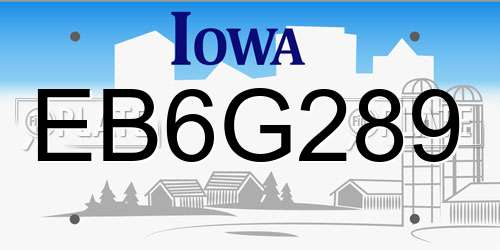 EB6G289 Iowa License Plate