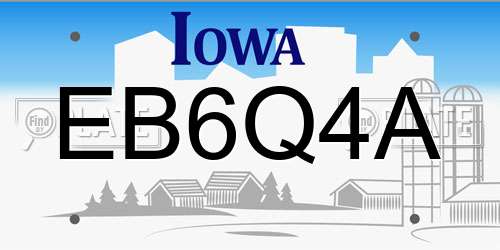 EB6Q4A Iowa License Plate