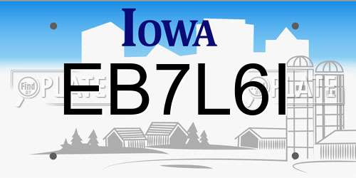 EB7L6I Iowa License Plate