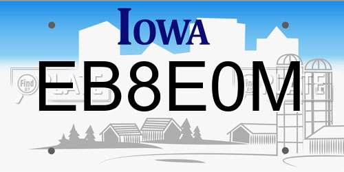 EB8E0M Iowa License Plate