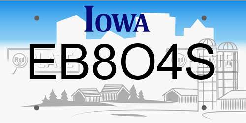EB8O4S Iowa License Plate