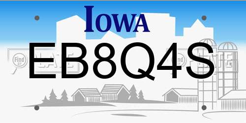 EB8Q4S Iowa License Plate