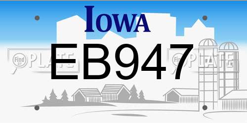 EB947 Iowa License Plate
