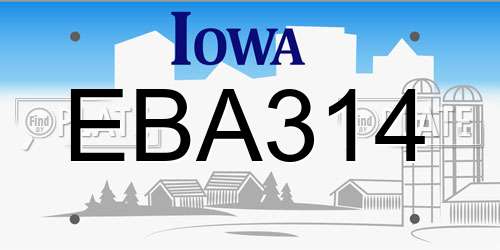 EBA314 Iowa License Plate