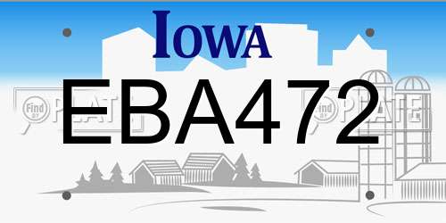 EBA472 Iowa License Plate