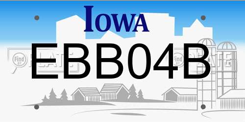 EBB04B Iowa License Plate