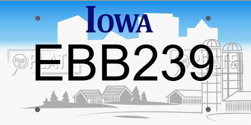 EBB239 Iowa License Plate