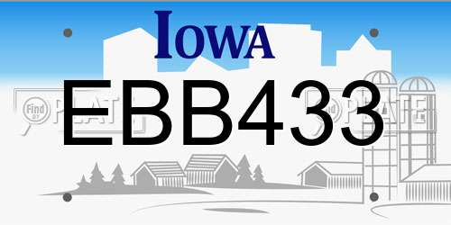 EBB433 Iowa License Plate