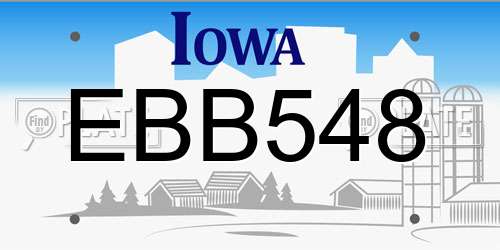 EBB548 Iowa License Plate