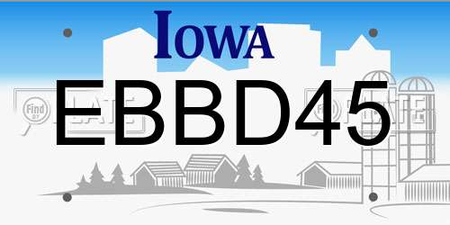 EBBD45 Iowa License Plate