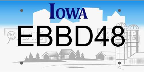 EBBD48 Iowa License Plate