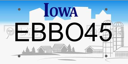 EBBO45 Iowa License Plate