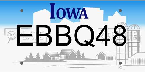 EBBQ48 Iowa License Plate