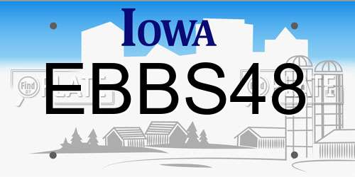 EBBS48 Iowa License Plate