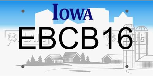 EBCB16 Iowa License Plate