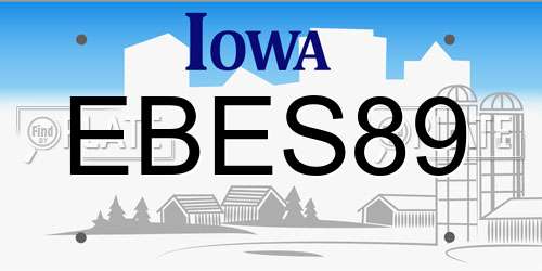 EBES89 Iowa License Plate