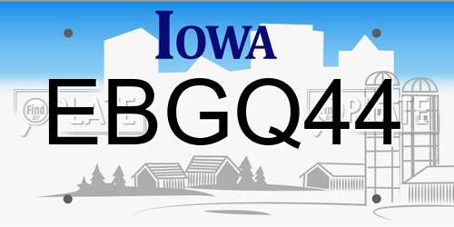 EBGQ44 Iowa License Plate
