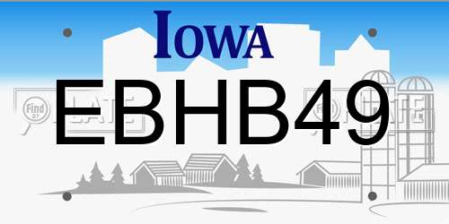 EBHB49 Iowa License Plate