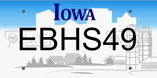 EBHS49 Iowa License Plate