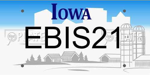 EBIS21 Iowa License Plate