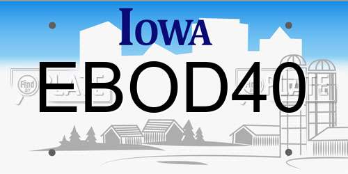 EBOD40 Iowa License Plate
