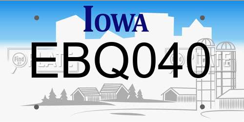 EBQ040 Iowa License Plate