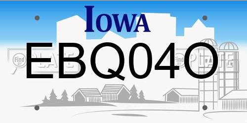 EBQ04O Iowa License Plate