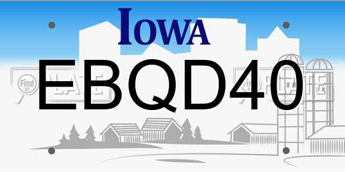 EBQD40 Iowa License Plate